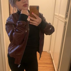 Faux leather jacket burgundy